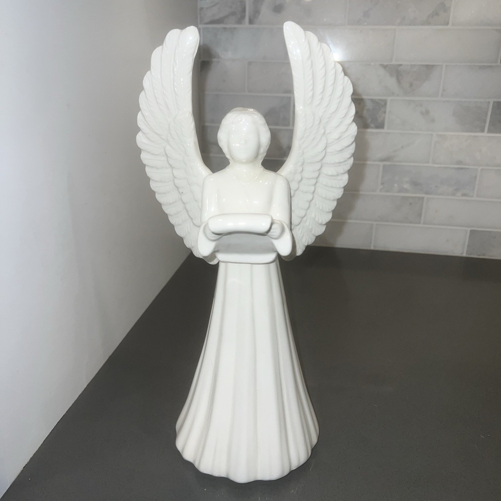 Vintage Standing Angel White 13" Tall